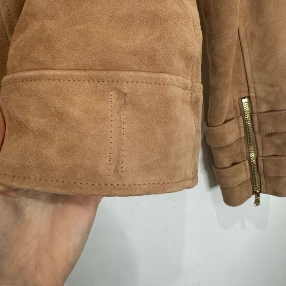L’AGENCE $1595 Billie Belted Suede Biker Jacket in Capuccino Suede *miss… - Picture 12 of 14